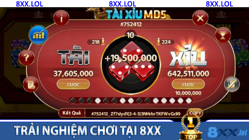 Tài Xỉu MD5 tại 8XX – Trò Chơi May Rủi Hấp Dẫn Cho Game Thủ 6 Trải nghiệm chơi tại 8XX